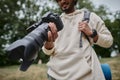 cropped view of indian man holding