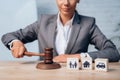 Cropped view of judge holding gavel Royalty Free Stock Photo