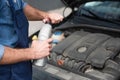 Cropped view of mechanic in uniform