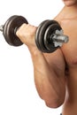 Cropped view of a muscular man lifting weights Royalty Free Stock Photo