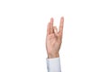 Cropped view of person gesturing signed language