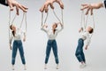 Cropped view of puppeteer holding marionette Royalty Free Stock Photo