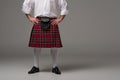 Cropped view of Scottish man in Royalty Free Stock Photo