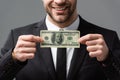 cropped view of smiling businessman holding Royalty Free Stock Photo