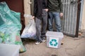 Cropped view of volunteers standing near Royalty Free Stock Photo