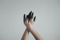 Cropped view of witch hands in Royalty Free Stock Photo
