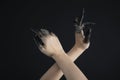 Cropped view of witch hands with Royalty Free Stock Photo