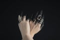 Cropped view of witch hands with Royalty Free Stock Photo