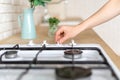 White kitchen in apartment with modern interior Royalty Free Stock Photo