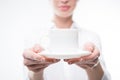 cropped view of woman holding coffee cup, Royalty Free Stock Photo