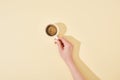 Cropped view of woman holding cup of fresh coffee Royalty Free Stock Photo