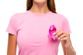Cropped view of woman holding pink Royalty Free Stock Photo