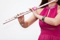 Cropped view of woman playing on flute Royalty Free Stock Photo