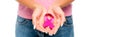 Cropped of woman holding pink ribbon Royalty Free Stock Photo