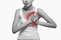 Cropped of woman suffering from heartburn or breast pain Royalty Free Stock Photo