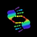 cropping symbol made of rainbow hands on black background