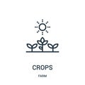 crops icon vector from farm collection. Thin line crops outline icon vector illustration. Linear symbol for use on web and mobile