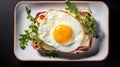 Croque madame, French variation of croque monsieur, the croque madame adds a fried egg on top, generative ai Royalty Free Stock Photo