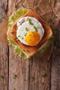 Croque madame sandwich closeup on the table vertical top view Royalty Free Stock Photo