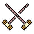 Croquet cross mallet icon color outline vector Royalty Free Stock Photo