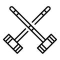 Croquet cross mallet icon, outline style Royalty Free Stock Photo