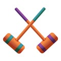 Croquet crossed mallet icon, cartoon style Royalty Free Stock Photo