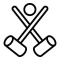 Croquet crossed mallet icon, outline style Royalty Free Stock Photo