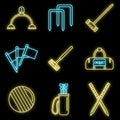 Croquet equipment icons set vector neon Royalty Free Stock Photo