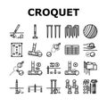 croquet mallet game ball icons set vector Royalty Free Stock Photo