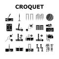 croquet mallet game ball icons set vector Royalty Free Stock Photo