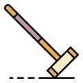 Croquet mallet icon color outline vector Royalty Free Stock Photo