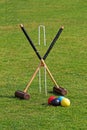 Croquet Mallets Ready for a Game Royalty Free Stock Photo