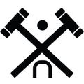 croquet wood mallet icon. croquet sign. croquet equipment symbol. flat style