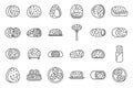 Croquette icons set outline vector. Baked food