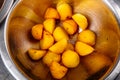 Boiled potatoes, fried in oil