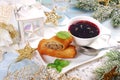 Croquettes and red borscht for christmas eve Royalty Free Stock Photo