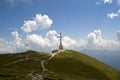 Tourists visiting Heroes Cross on Caraiman peak