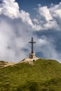 Tourists visiting Heroes Cross on Caraiman peak