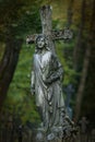 Cross and angel statue