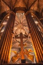 Cross Angels Stone Columns Gothic Catholic Barcelona Cathedral B