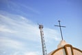 Cross and antenna Royalty Free Stock Photo