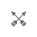 Cross arrows line icon