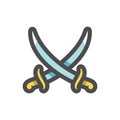 Cross of Asian Swords Vector icon Cartoon illustration.