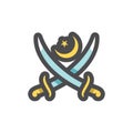 Cross of Asian Swords Vector icon Cartoon illustration.