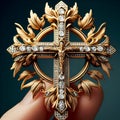 Heavenly Radiance: Diamond-Adorned Cross.