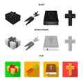 Cross, bible, gift and carrots.Easter set collection icons in black, flat, monochrome style vector symbol stock