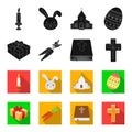 Cross, bible, gift and carrots.Easter set collection icons in black,flet style vector symbol stock illustration web.