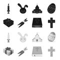 Cross, bible, gift and carrots.Easter set collection icons in black,monochrome style vector symbol stock illustration