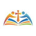 Cross with bible logo icon. Royalty Free Stock Photo