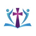 Cross with bible logo icon. Royalty Free Stock Photo